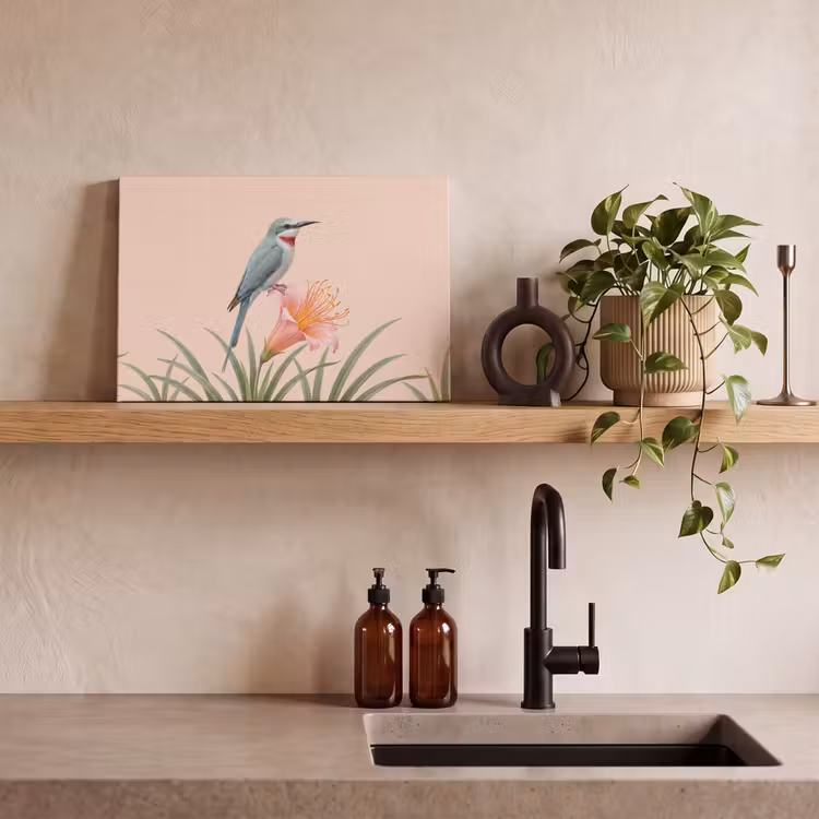 Vogel - Bloem - Natuur - Roze canvas 2cm klein -sfeer3