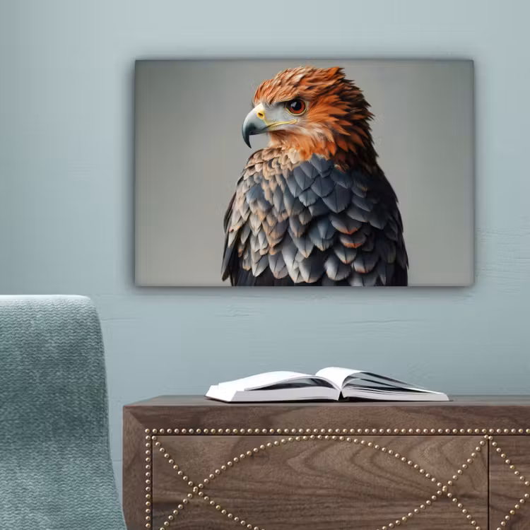 Vogel - Realistisch - Veren - Bruin canvas 2cm klein -sfeer4