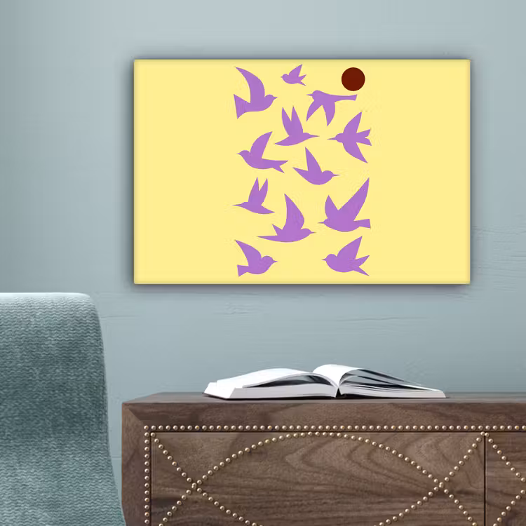 Vogels - Cirkel - Geel - Beweging canvas 2cm klein -sfeer4