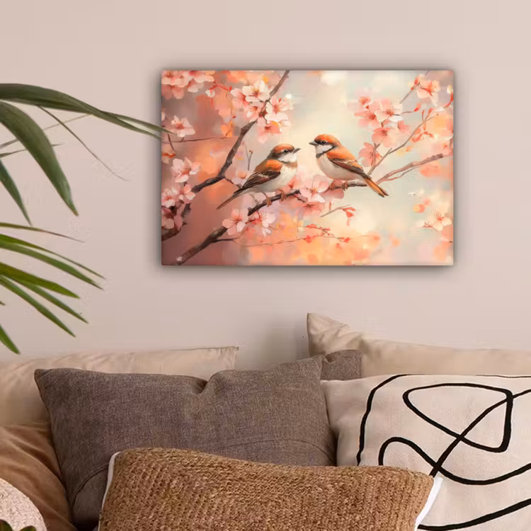Vogels - Romantic - Bloesemtak canvas 2cm klein -sfeer1