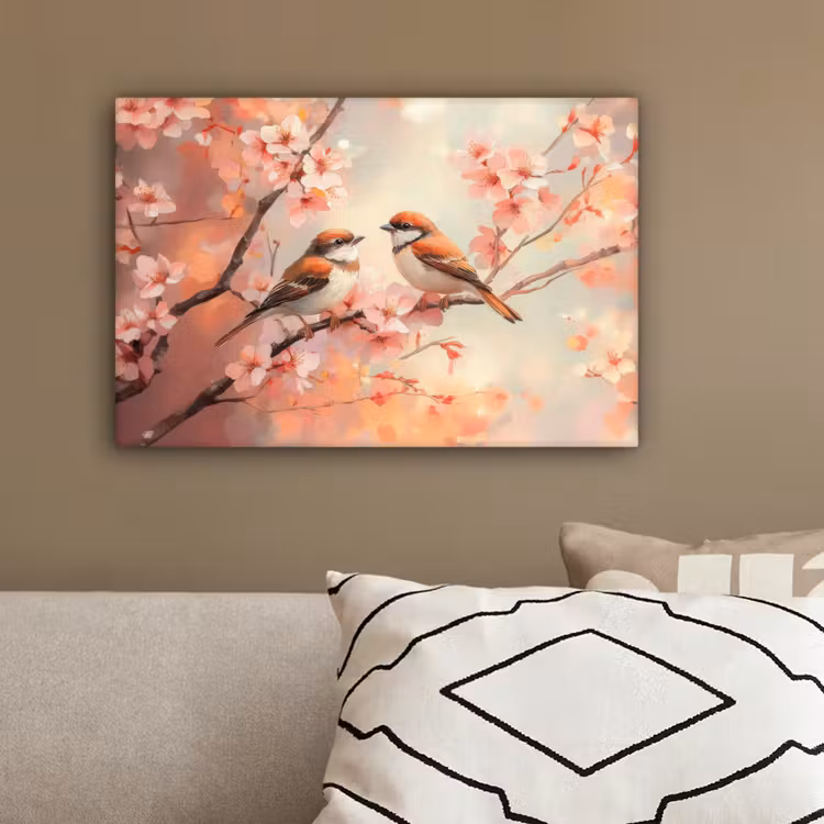 Vogels - Romantic - Bloesemtak canvas 2cm klein -sfeer3
