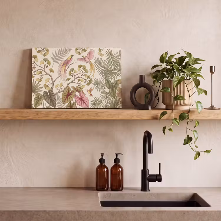Vogels - Tropisch - Botanisch - Roze canvas 2cm klein -sfeer3