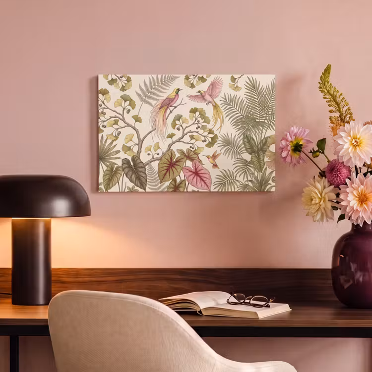 Vogels - Tropisch - Botanisch - Roze canvas 2cm klein -sfeer4