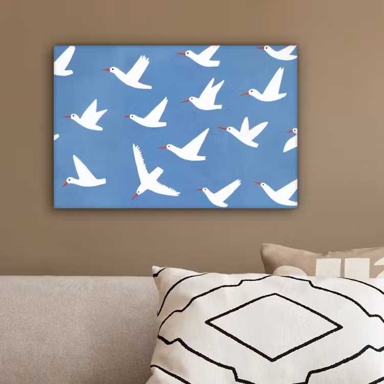 Vogels - Wit - Patroon canvas 2cm klein -sfeer3