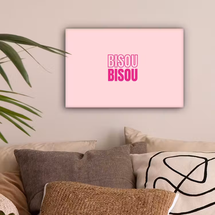 Bisou - Roze - Minimalistisch canvas 2cm klein -z3d