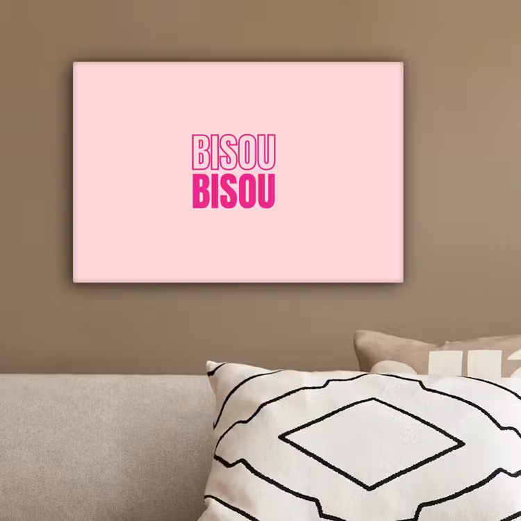 Bisou - Roze - Minimalistisch canvas 2cm klein -sfeer1