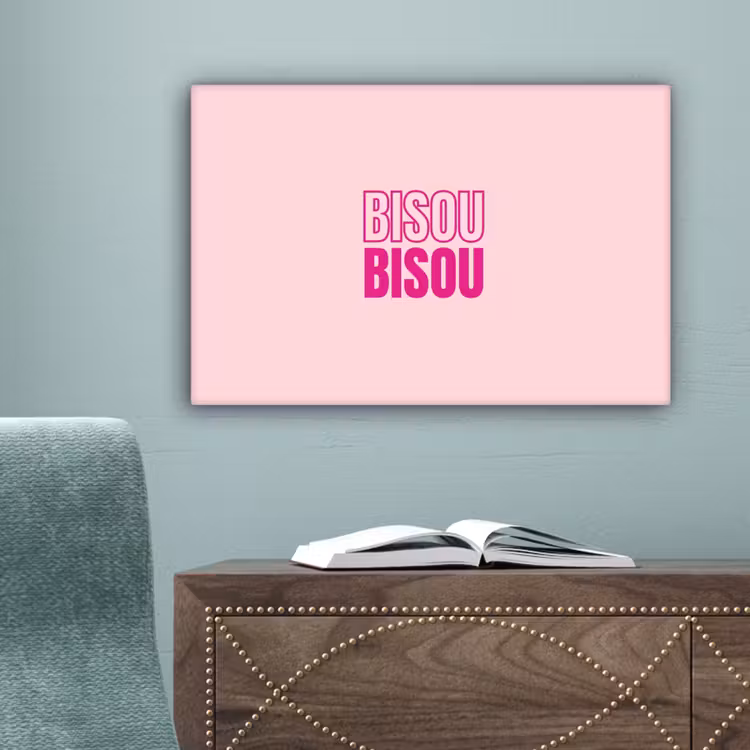 Bisou - Roze - Minimalistisch canvas 2cm klein -sfeer1