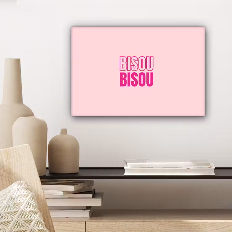 Bisou - Roze - Minimalistisch canvas 2cm klein -sfeer6