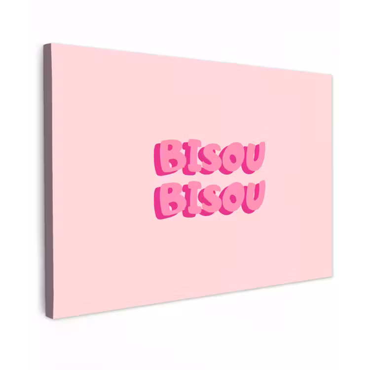 Bisou - Roze - Dikke letters canvas 2cm klein -z3d