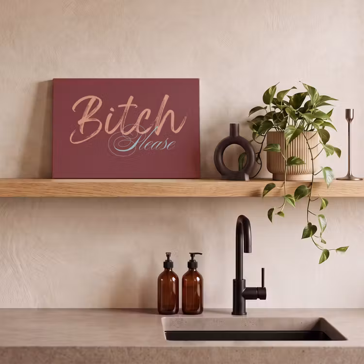 Bitch please - Rood - Blauw canvas 2cm klein -sfeer3