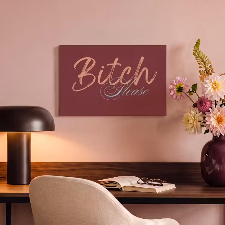 Bitch please - Rood - Blauw canvas 2cm klein -sfeer4