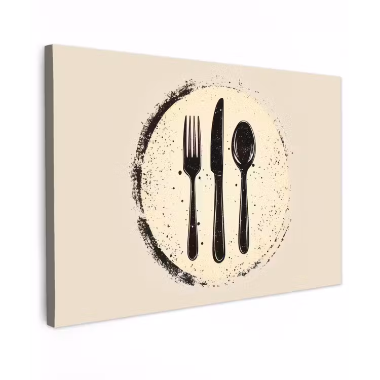 Zwart - Bestek - Rondje canvas 2cm klein -z3d