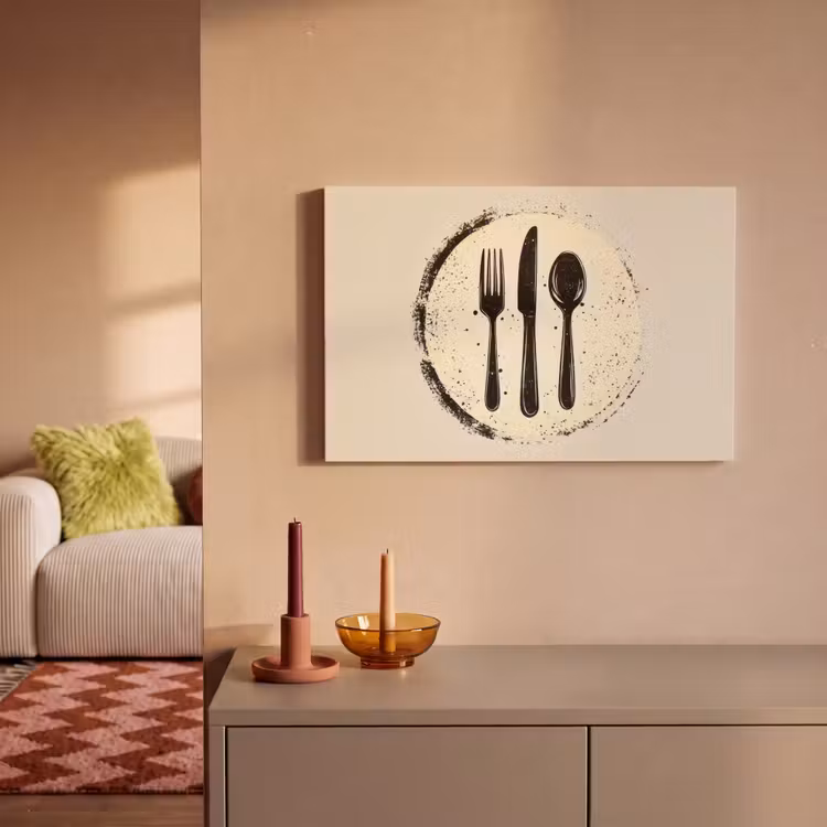 Zwart - Bestek - Rondje canvas 2cm klein -sfeer1