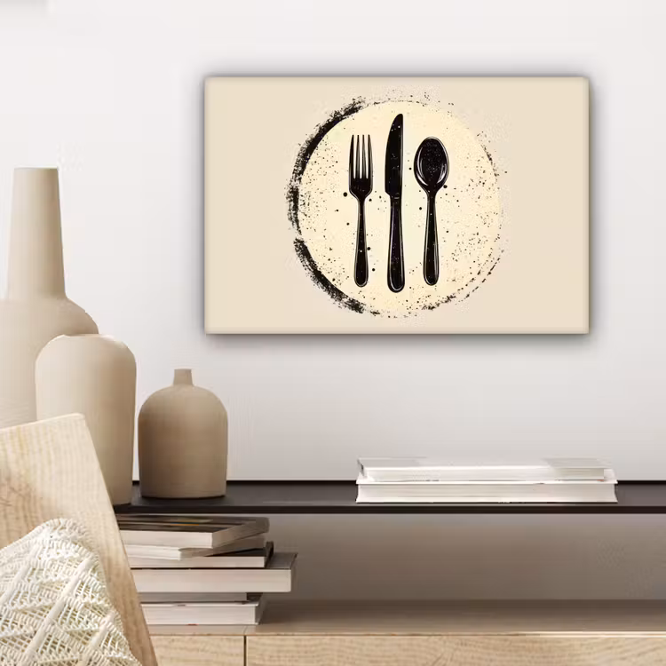 Zwart - Bestek - Rondje canvas 2cm klein -sfeer6