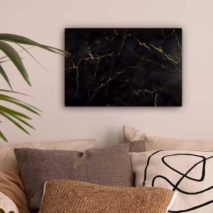Zwart marmer - Gouden aders - Klassiek canvas 2cm klein -sfeer1