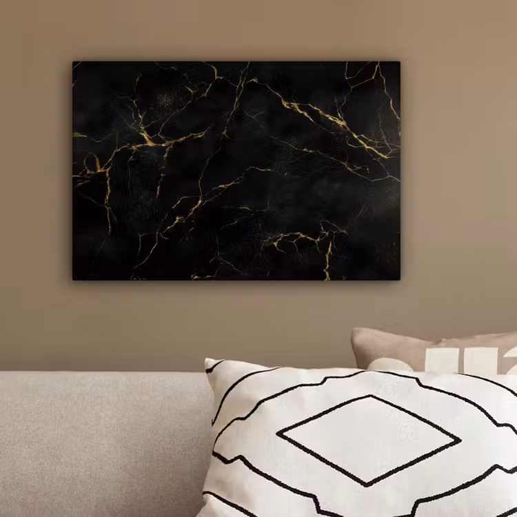 Zwart marmer - Gouden aders - Klassiek canvas 2cm klein -sfeer3