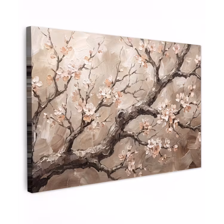 Bloesem - Takken - Schilderij - Beige - Serene canvas 2cm klein -z3d