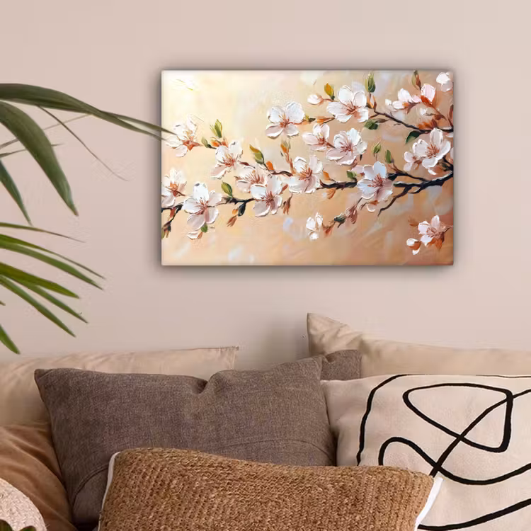 Bloesemtakken - Schilderachtig - Roze canvas 2cm klein -sfeer1