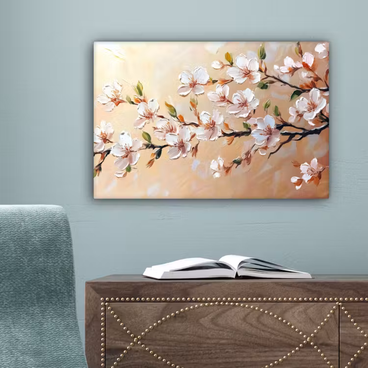 Bloesemtakken - Schilderachtig - Roze canvas 2cm klein -sfeer4