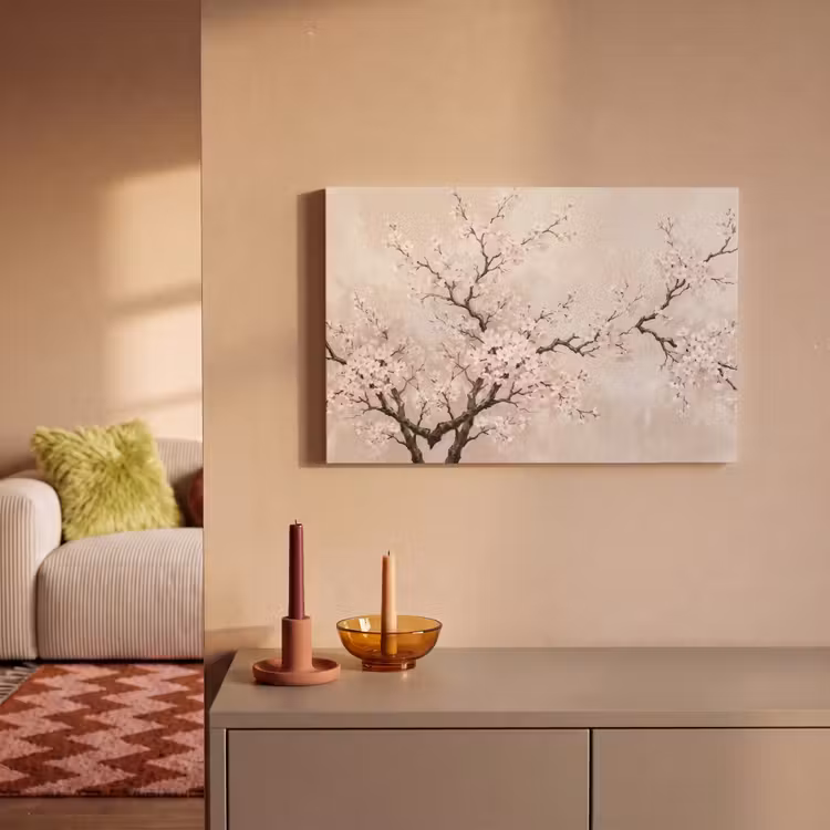 Bloesem - Illustratie - Taupe canvas 2cm klein -sfeer1