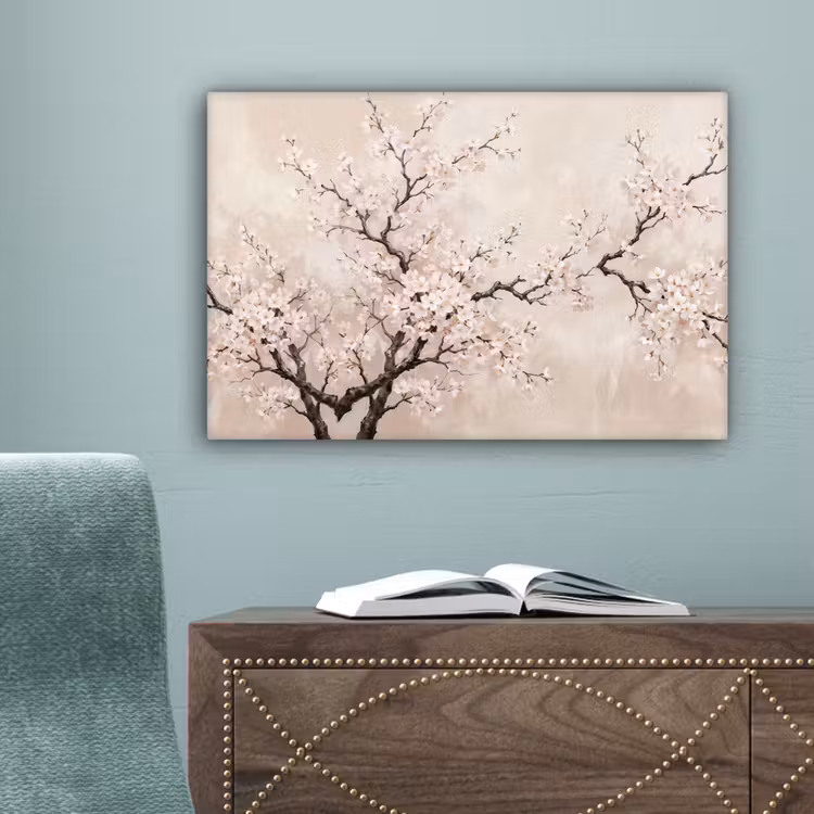 Bloesem - Illustratie - Taupe canvas 2cm klein -sfeer4