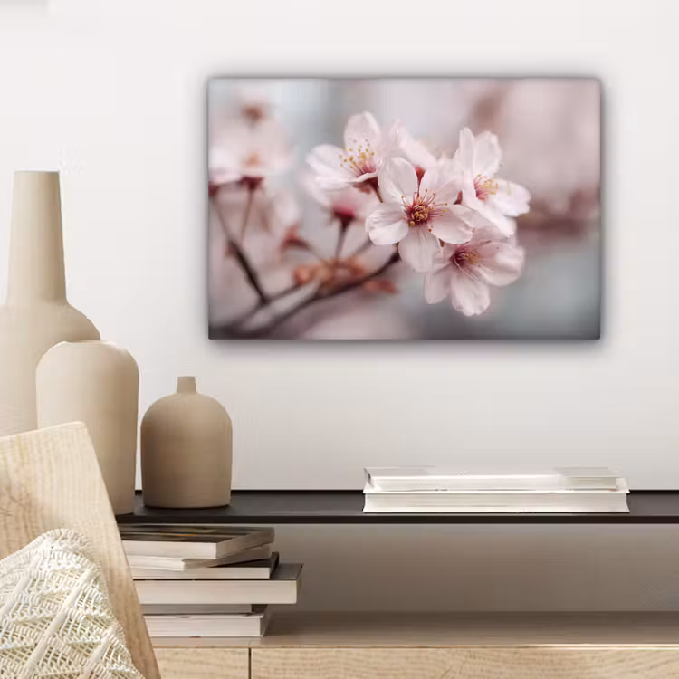 Bloesems - Meeldraden - Geel - Wazig canvas 2cm klein -sfeer6