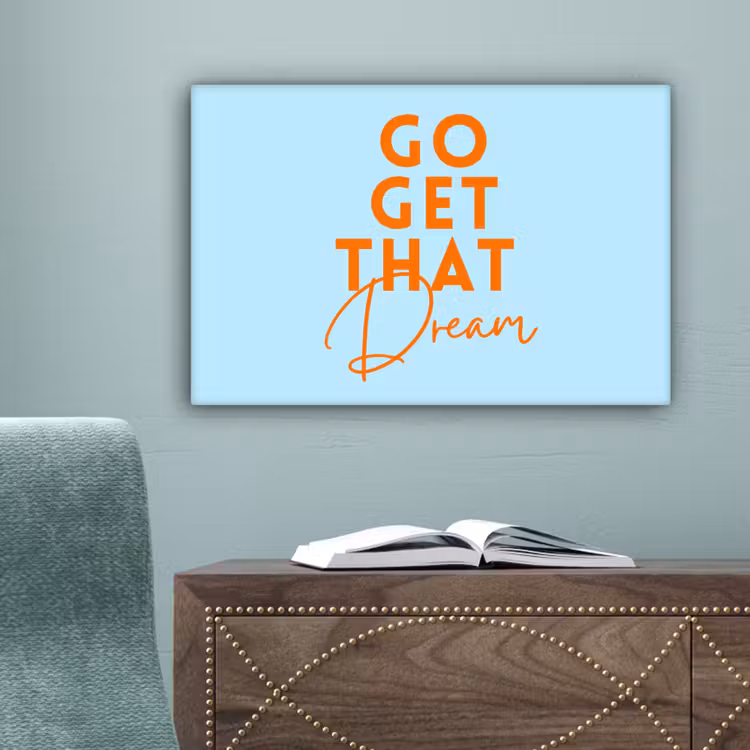 Blauw - Oranje - Tekst canvas 2cm klein -sfeer4