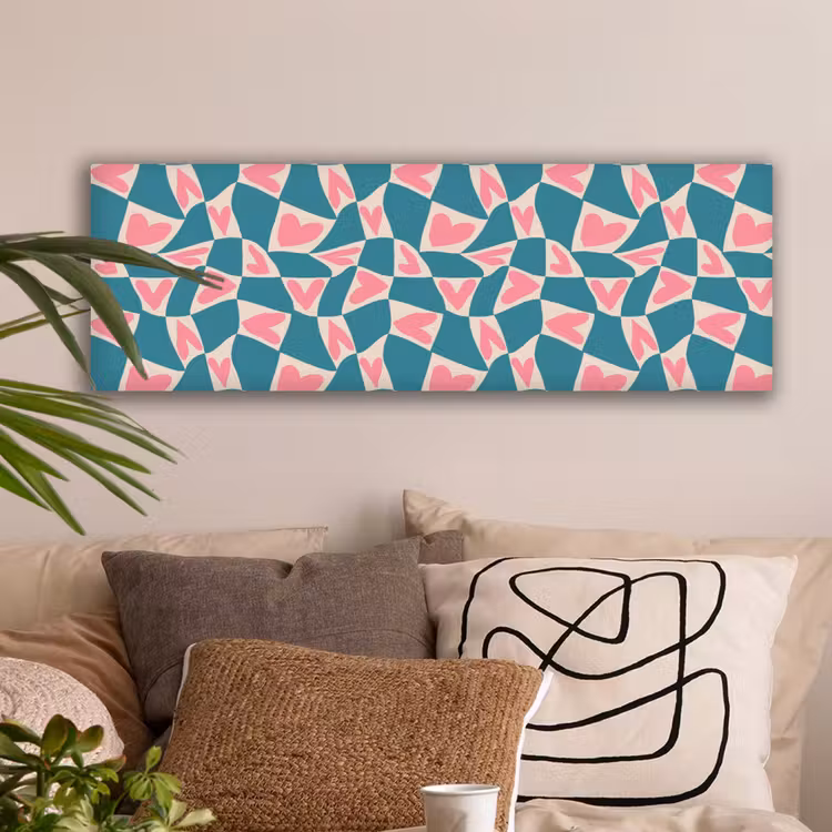 Blauw - Vlakken - Patroon - Hartjes canvas 2cm klein 828 -sfeer1