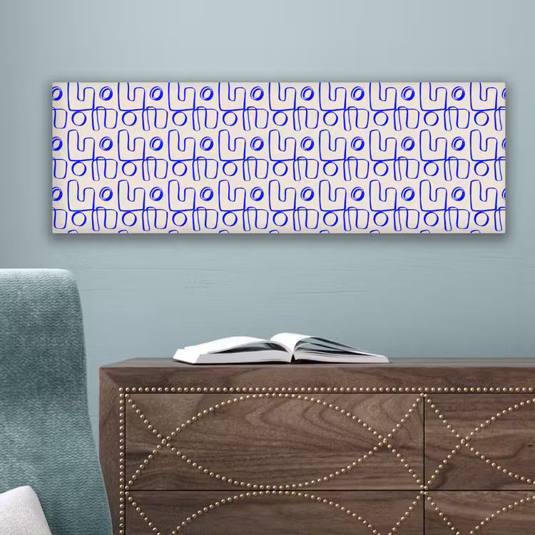 Blauw - Patroon - Beige - Abstract canvas 2cm klein 828 -sfeer4