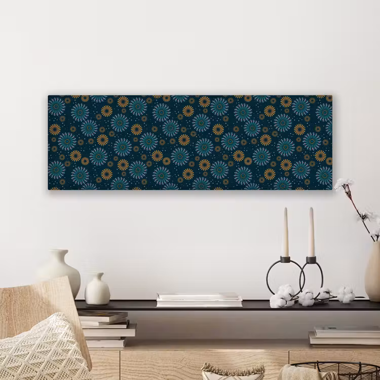 Blauw - Patroon - Retro canvas 2cm klein 828 -sfeer6
