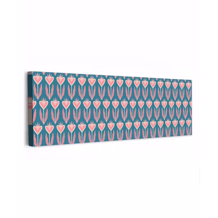 Blauw - Retro - Patroon - Hartjes canvas 2cm klein 828 -z3d