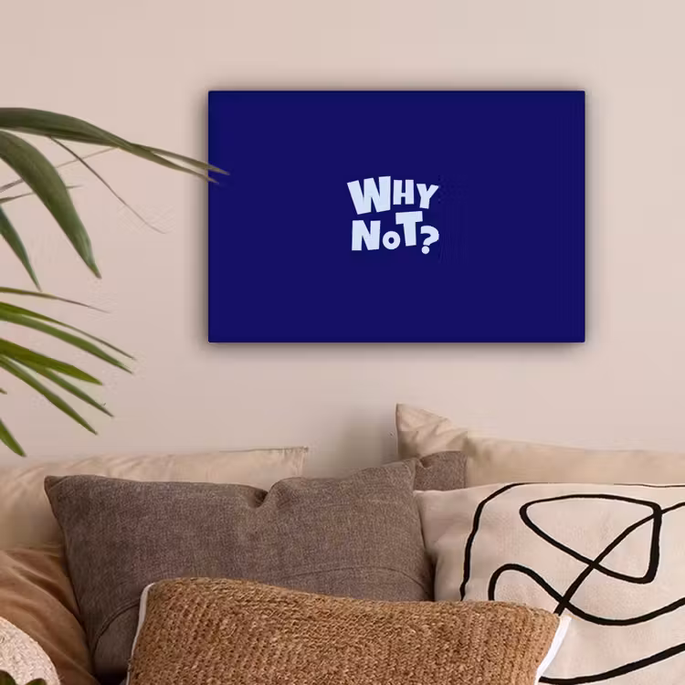 Blauw - Why not - Minimalistisch canvas 2cm klein -sfeer1