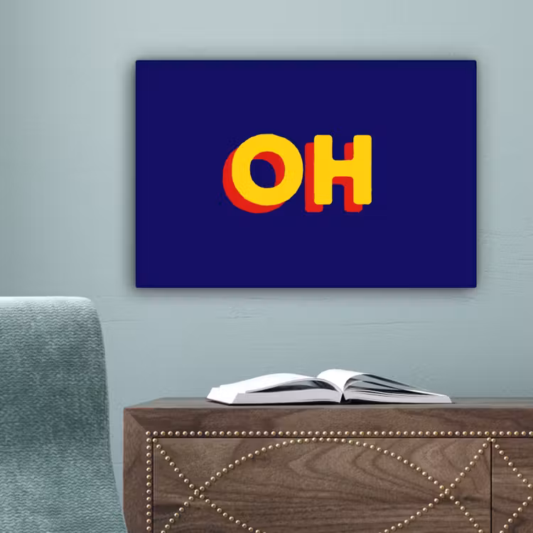 Blauw - Geel - OH - Schaduw canvas 2cm klein -sfeer4