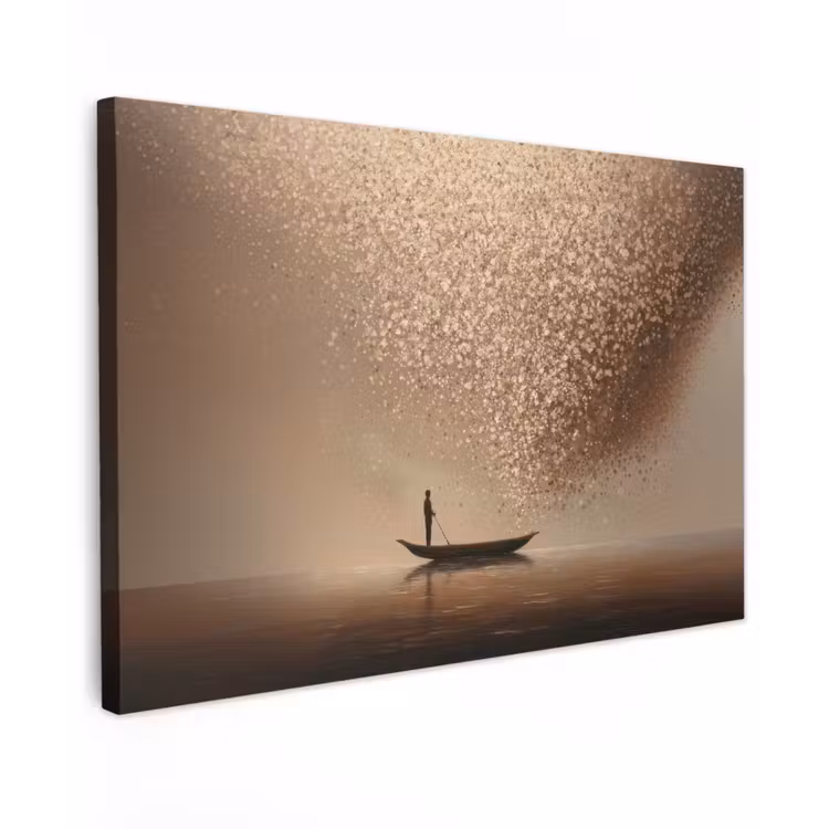 Bootje - Blaadjes - Goud - Water canvas 2cm klein -z3d
