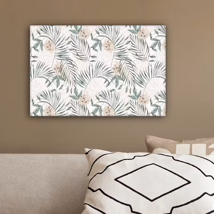 Bohemian - Bladeren - Bloemen - Tropisch canvas 2cm klein -sfeer3