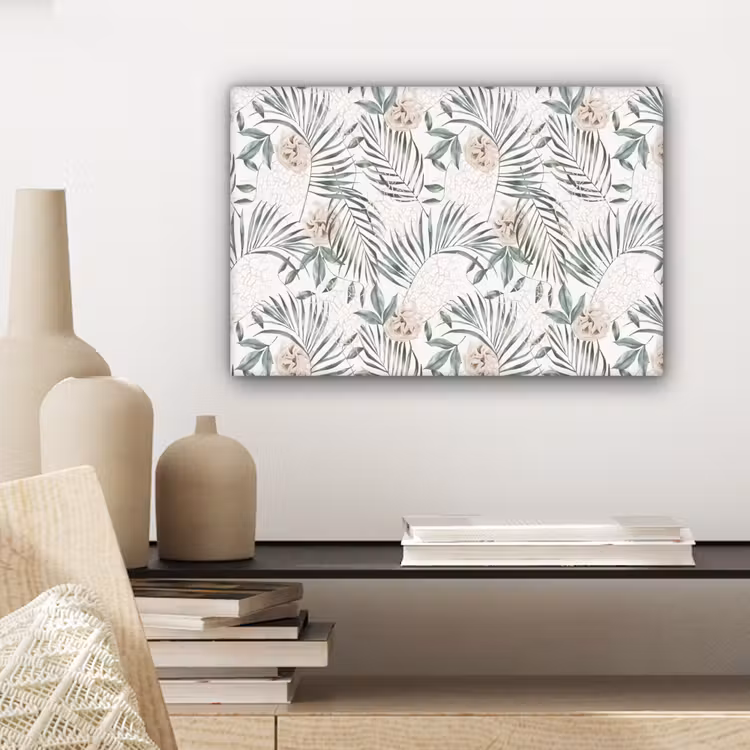 Bohemian - Bladeren - Bloemen - Tropisch canvas 2cm klein -sfeer6