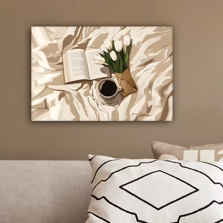 Boek - Illustratie - Tulpen - Koffie canvas 2cm klein -sfeer3