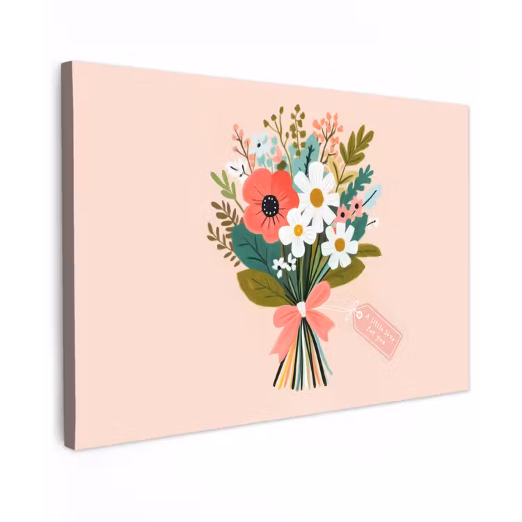Boeket - Strikje - Kaartje - Quote canvas 2cm klein -z3d