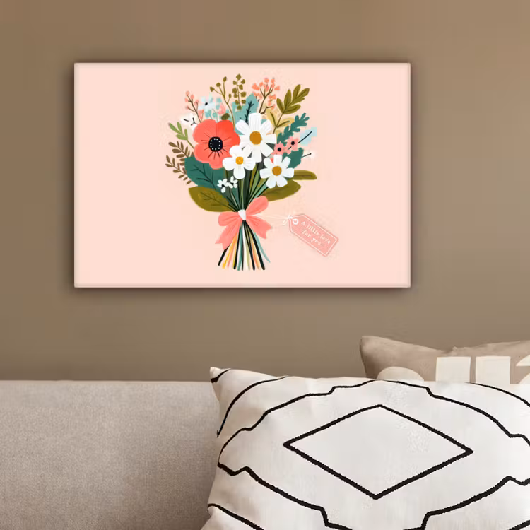 Boeket - Strikje - Kaartje - Quote canvas 2cm klein -sfeer3