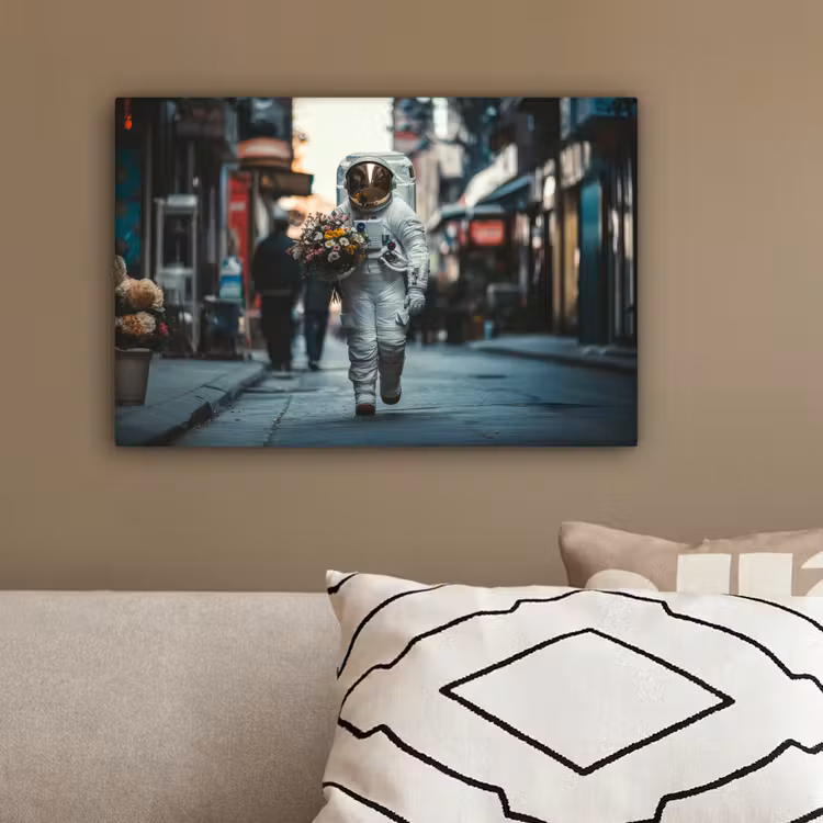 Boeket - Bloemen - Kleurrijk - Astronaut canvas 2cm klein -sfeer3