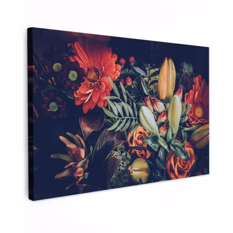 Boeket - Stilleven - Bloemen - Planten - Rood canvas 2cm klein -z3d