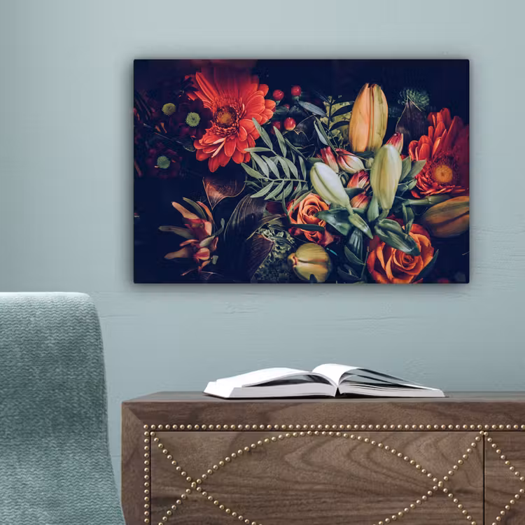 Boeket - Stilleven - Bloemen - Planten - Rood canvas 2cm klein -sfeer4