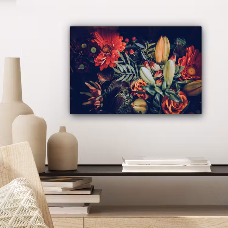 Boeket - Stilleven - Bloemen - Planten - Rood canvas 2cm klein -sfeer6
