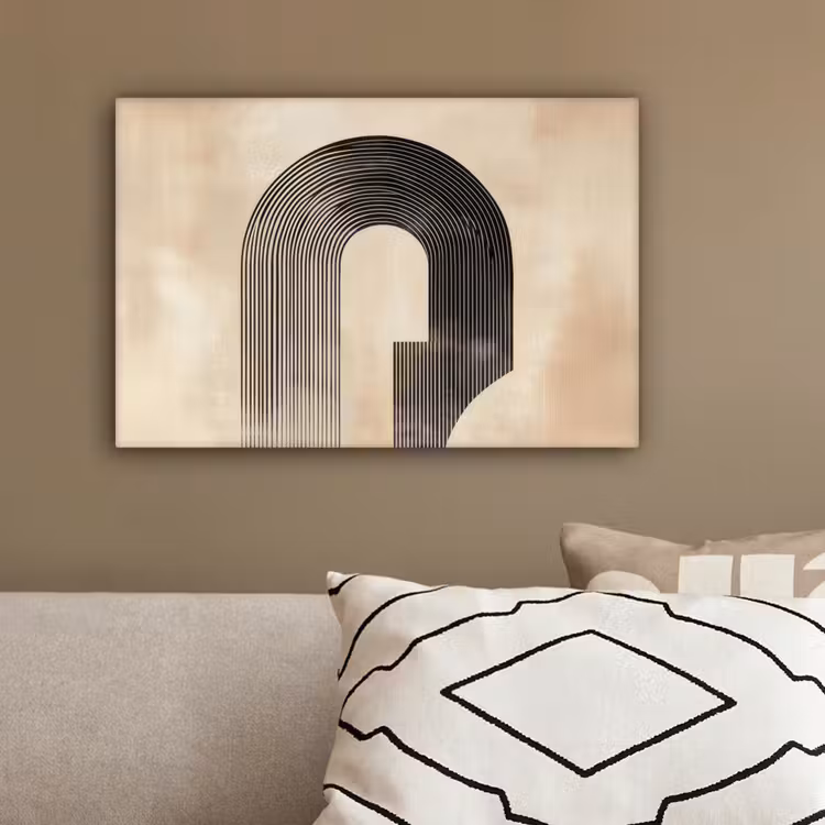 Boog - Strepen - Minimalistisch - Zwart canvas 2cm klein -sfeer3