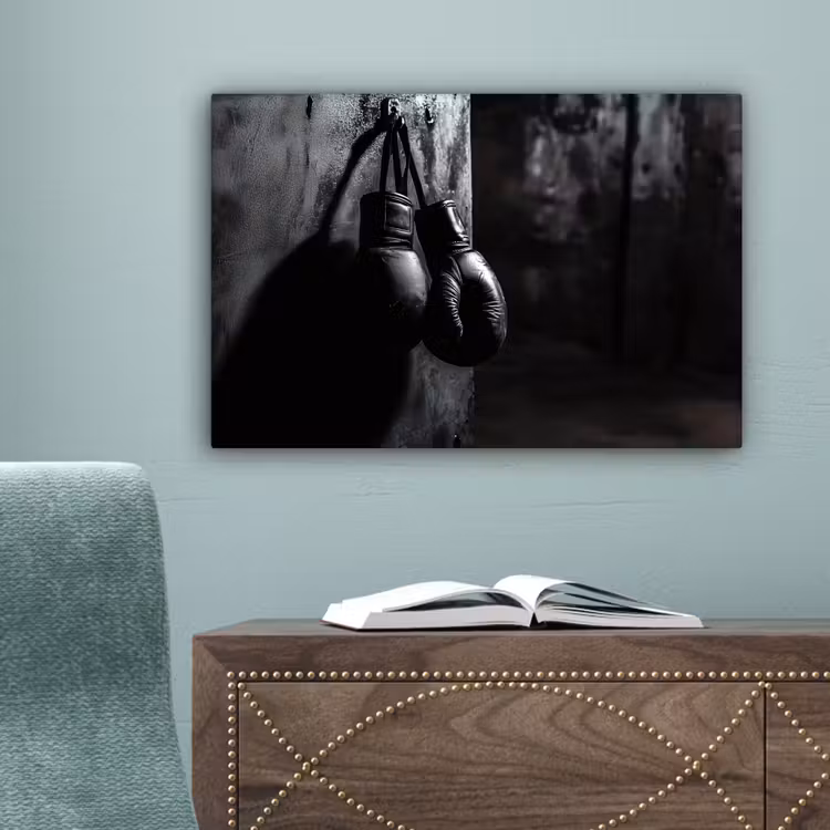 Bokshandschoenen - Muur - Duister - Zwart canvas 2cm klein -sfeer4
