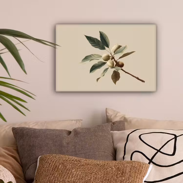 Tak - Groene Bladeren - Vruchten canvas 2cm klein -sfeer1