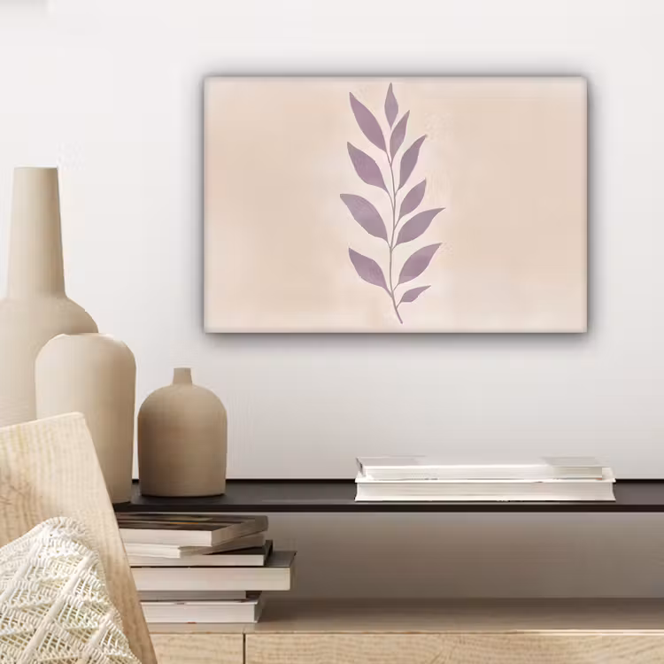 Tak - Bladeren - Minimalistisch - Beige canvas 2cm klein -sfeer6