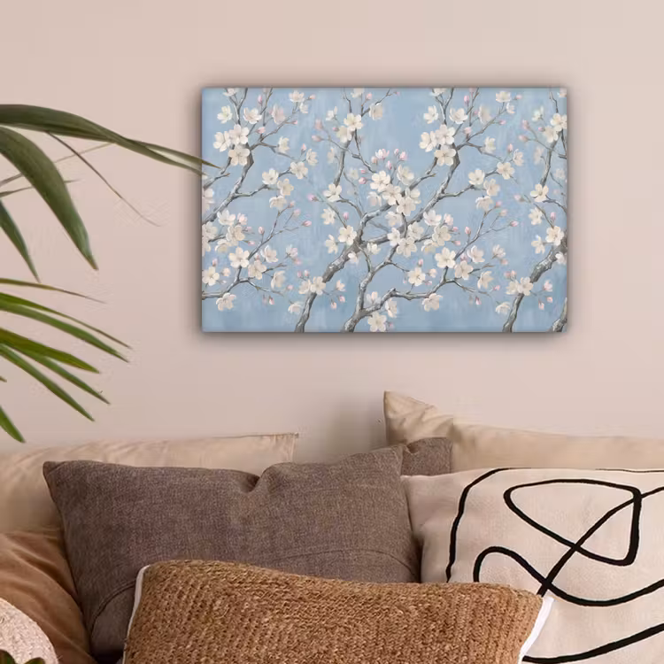 Takken - Kersenbloesem - Blauw canvas 2cm klein -sfeer1