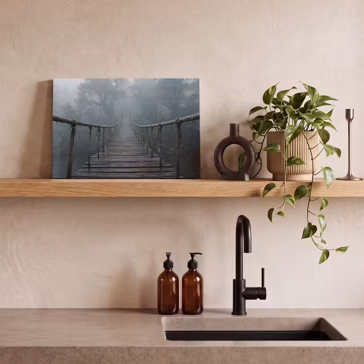 Brug - Jungle - Mist - Natuur canvas 2cm klein -sfeer3