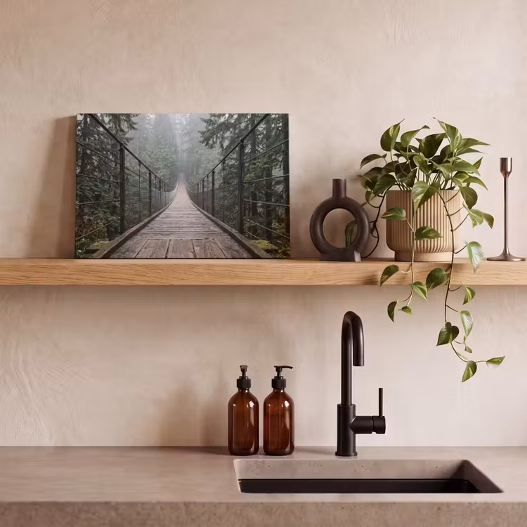 Brug - Bos - Mist - Natuur canvas 2cm klein -sfeer3